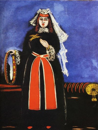 A Georgian Woman with Tambourine by Niko Pirosmani